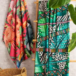 Linnea Drap de plage 100x180 cm JUNGLE Vert* Serviette De Bain