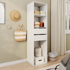 GoodHome Dressing blanc 2 tiroirs Atomia H. 187,5 x L. 50 x P. 45 cm* Rangement Buanderie