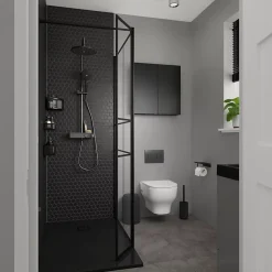 GoodHome Dérouleur de papier toilette Kina Noir