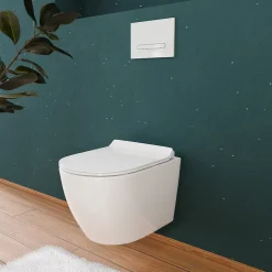 Ceramica Duofix Pack WC bâti-support 112 cm + WC suspendu sans bride Ceramia avec abattant SoftClose + plaque blanche (GEBCEPXWT01-FR)