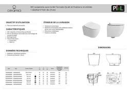 Geberit Duofix pack WC bâti-support UP100 + WC suspendu sans bride Ceramia avec abattant SoftClose + plaque noir (GEBCEPXWT09-FR)* Wc Suspendu