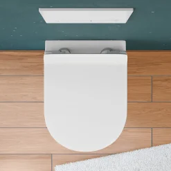 Geberit Duofix Pack WC bâti-support 112 cm + WC suspendu sans bride Ceramia avec abattant SoftClose + plaque chrome (GEBCEPXWT03-FR)