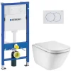 Geberit Duofix pack WC bâti-support UP100 + WC suspendu sans bride Roca avec abattant SoftClose + plaque blanche (GEBROGAWR02-FR)