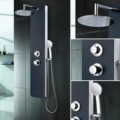 Rousseau Edouard - Colonne de douche avec robinetterie ERIS - Fintion Gris Anthracite