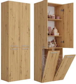 Topeshop ELLOS - Armoire de salle de bain 2 paniers à ligne - Rangement sdb - 174x60x30 - Meuble colonne* Meuble De Salle De Bains Faible Profondeur|Armoire De Salle De Bains