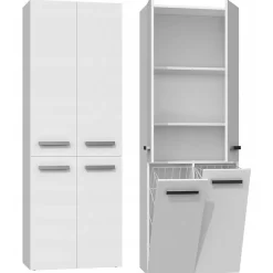 Topeshop ELLOS - Armoire de salle de bain avec deux paniers - Poignées minimalistes - 174x60x30cm - Colonne rangement