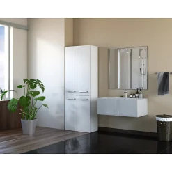Topeshop ELLOS - Armoire de salle de bain avec deux paniers - Poignées minimalistes - 174x60x30cm - Colonne rangement