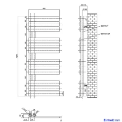 EMKE Sèche-Serviettes à Eau Chaude Design Plat, Connexion Latérale Anthracite 1041x400mm 478W
