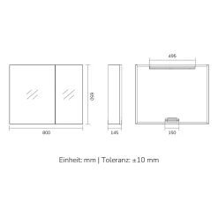 EMKE Armoire de toilette 2 portes 65x80 cm blanche, miroir avec rangement intégré, tablettes en verre réglables