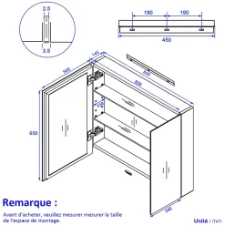 EMKE Armoire de toilette murale avec miroir double face - 85x65 cm - Blanc mat - Fermeture douce - Tablettes en verre ajustables* Armoire De Toilette