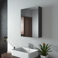 EMKE Armoires de toilette 50x65cm Noir Armoire Salle de Bain en Miroir Double Face* Armoire De Toilette
