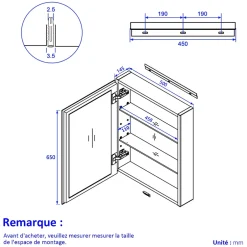 EMKE Armoires de toilette 50x65cm Noir Armoire Salle de Bain en Miroir Double Face* Armoire De Toilette