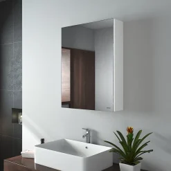 EMKE Armoires de toilette 50x65cm Blanche Armoire Salle de Bain en Miroir Double Face