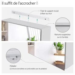 EMKE Armoires de toilette 50x65cm Blanche Armoire Salle de Bain en Miroir Double Face