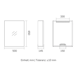 EMKE Armoires de toilette 1 Porte 65x50cm , Porte Miroir avec Rangement intégré, Tablettes en verre réglables, Blanc