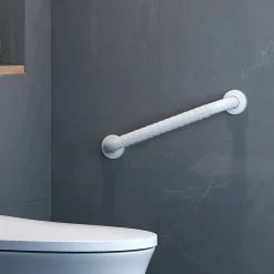 EMKE Barre d'Appui Murale de Sécurité 40cm, Nylon, Aluminium avec Anneau Lumineux, Antidérapante, Blanche