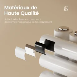 EMKE Chauffe-Serviettes à Eau Chaude Salle de Bain, Porte-Serviettes à Tuyaux Ronds Blanc 1265x600mm 776W* Sèche-Serviettes Eau Chaude