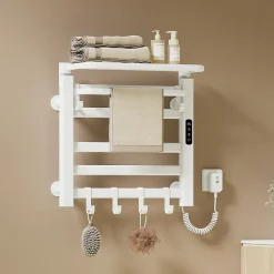 EMKE Chauffe-serviettes Électrique 50x50cm, Thermostat Intelligent WiFi, Radiateur de Salle de Bain Électrique, Blanc