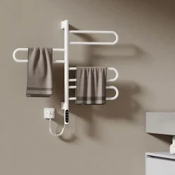 EMKE Chauffe-serviettes Électrique 78x43cm, Thermostat Intelligent WiFi, Radiateur Électrique pour Salle de Bain, Blanc
