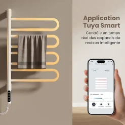 EMKE Chauffe-serviettes Électrique 78x43cm, Thermostat Intelligent WiFi, Radiateur Électrique pour Salle de Bain, Blanc