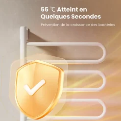 EMKE Chauffe-serviettes Électrique 78x43cm, Thermostat Intelligent WiFi, Radiateur Électrique pour Salle de Bain, Blanc
