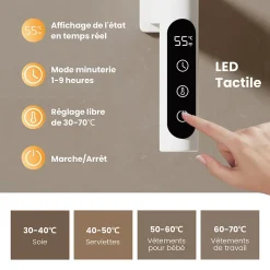 EMKE Chauffe-serviettes Électrique 78x43cm, Thermostat Intelligent WiFi, Radiateur Électrique pour Salle de Bain, Blanc