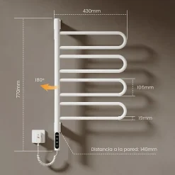 EMKE Chauffe-serviettes Électrique 78x43cm, Thermostat Intelligent WiFi, Radiateur Électrique pour Salle de Bain, Blanc