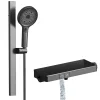 EMKE Colonne de Douche avec douche theramostat à Grande douche de tête et douchette multimode, Cercle, anthracite
