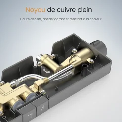 EMKE Colonne de Douche avec douche theramostat à Grande douche de tête et douchette multimode, Cercle, anthracite
