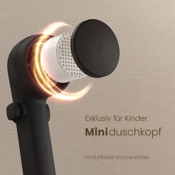 EMKE Colonne de douche avec thermostat Télécommande Douche pluie étagère en verre avec des enfants porte douchette noir