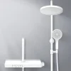 EMKE Colonne de Douche avec douche theramostat à Grande douche de tête et douchette multimode, Cercle, blanc* Colonne De Douche Thermostatique