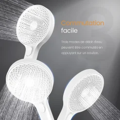 EMKE Colonne de Douche avec douche theramostat à Grande douche de tête et douchette multimode, Cercle, blanc* Colonne De Douche Thermostatique
