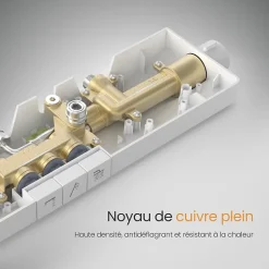 EMKE Colonne de Douche avec douche theramostat à Grande douche de tête et douchette multimode, Cercle, blanc* Colonne De Douche Thermostatique