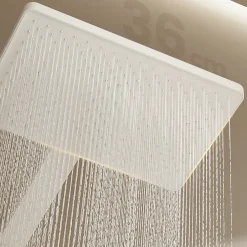 EMKE Colonne de douche avec thermostat Télécommande Douche pluie étagère en verre avec des enfants porte douchette blanc