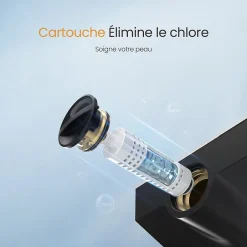 EMKE Colonne de Douche avec douche theramostat à Grande douche de tête et douchette multimode, Cercle, noir* Colonne De Douche Thermostatique