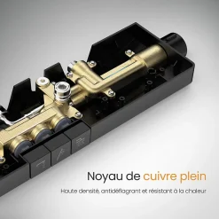 EMKE Colonne de Douche avec douche theramostat à Grande douche de tête et douchette multimode, Cercle, noir* Colonne De Douche Thermostatique