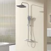 EMKE Colonne de douche thermostatique Ensemble, Douchette multimode, Grande douche de tête, homologué KTW Galaxie Modèle, Chrome