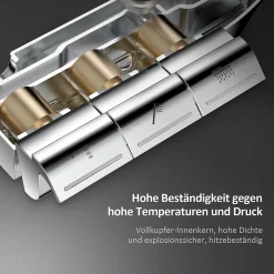 EMKE Colonne de douche thermostatique Ensemble, Douchette multimode, Grande douche de tête, homologué KTW Galaxie Modèle, Chrome