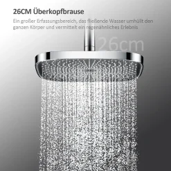 EMKE Colonne de douche thermostatique Ensemble, Douchette multimode, Grande douche de tête, homologué KTW Galaxie Modèle, Chrome