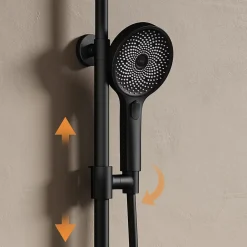 EMKE Colonne de douche Thermostat Noir - Effet pluie 26 cm, Douchette 3 jets, Régulation innovante du débit, Système de douche* Colonne De Douche Thermostatique