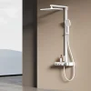 EMKE Colonne de Douche Thermostat, Pommeau Pluie 36x24 cm, Douchette 3 Jets, Blanc* Colonne De Douche Thermostatique