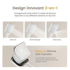 EMKE Colonne de Douche Thermostat, Pommeau Pluie 36x24 cm, Douchette 3 Jets, Blanc* Colonne De Douche Thermostatique