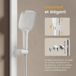 EMKE Colonne de Douche Thermostat, Pommeau Pluie 36x24 cm, Douchette 3 Jets, Blanc* Colonne De Douche Thermostatique