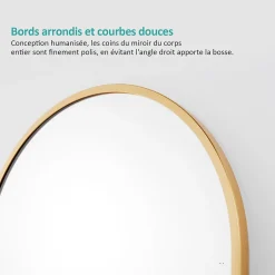 EMKE Grand miroir intégral avec cadre en aluminium doré, 160 x 60 cm, sur pied ou mural* Miroir Simple