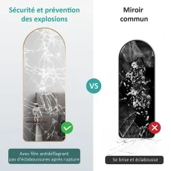 EMKE Grand miroir intégral avec cadre en aluminium doré, 160 x 60 cm, sur pied ou mural* Miroir Simple
