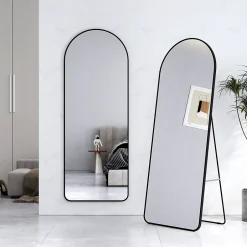 EMKE Grand miroir intégral avec cadre en aluminium noir, 160 x 60 cm, sur pied ou mural* Miroir Simple