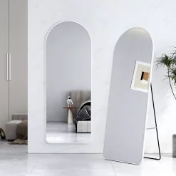 EMKE Grand miroir intégral avec cadre en aluminium blanc, 160 x 60 cm, sur pied ou mural* Miroir Simple