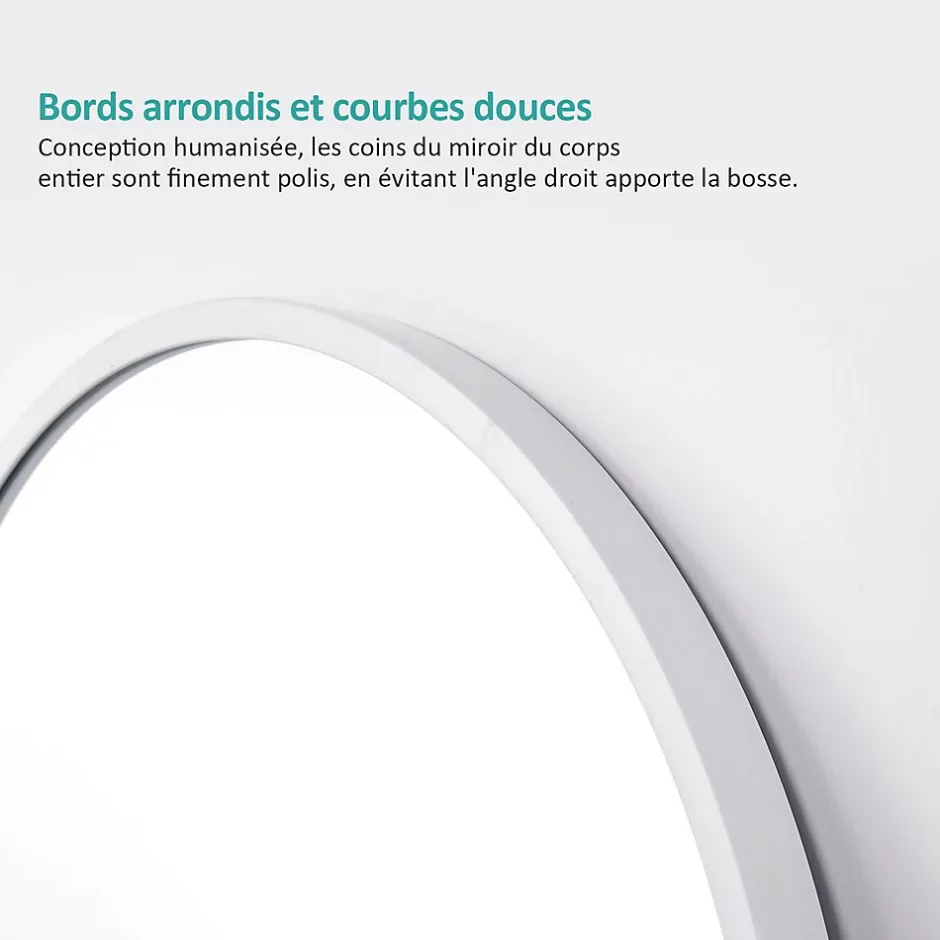 EMKE Grand miroir intégral avec cadre en aluminium blanc, 160 x 60 cm, sur pied ou mural* Miroir Simple