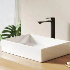EMKE Lavabo en Céramique Blanc 510x370x110 mm, Vasque Carrée, Posable