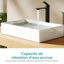 EMKE Lavabo en Céramique Blanc 510x370x110 mm, Vasque Carrée, Posable